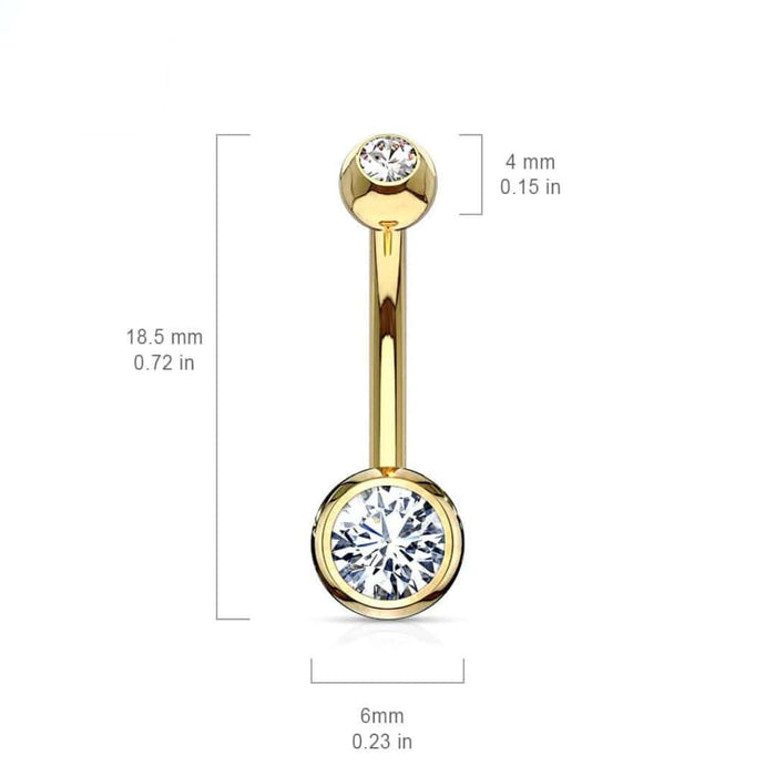 jewelry size curved barbell bezeled gem ends