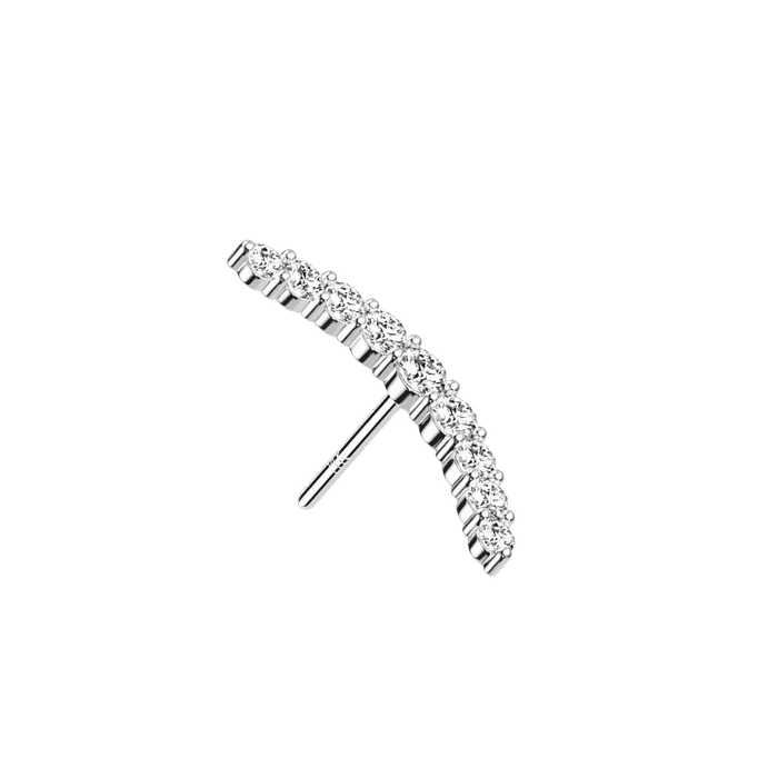 white gold gem cluster threadless top only 14k gold earring