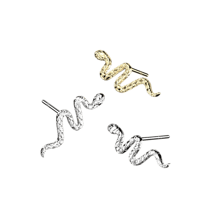14k puregold snake threadless labret top only earring