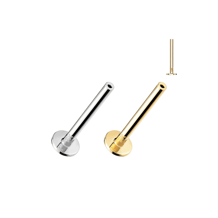 threadless labret post 14k pure gold for threadless top