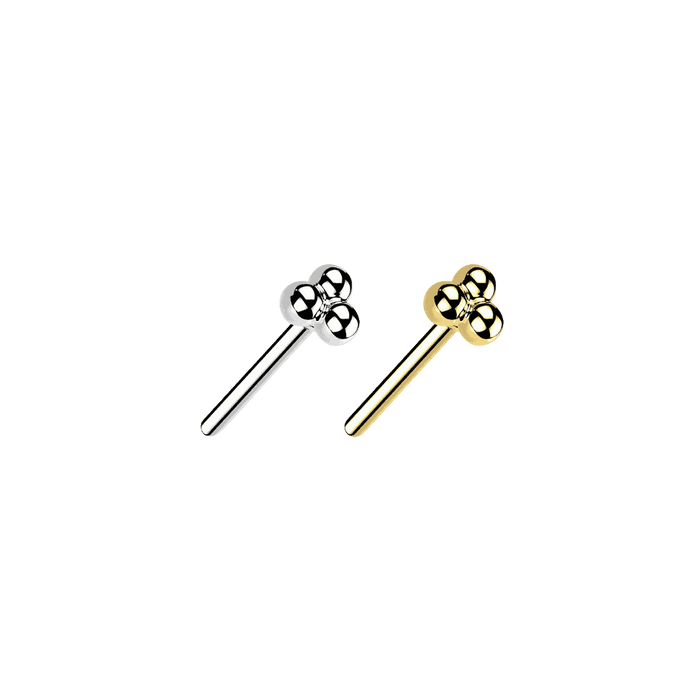 14k pure gold trinity bead threadless top only earring