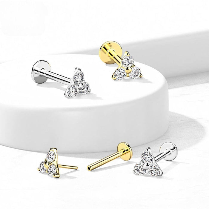 trinity gem threadless labret earring image