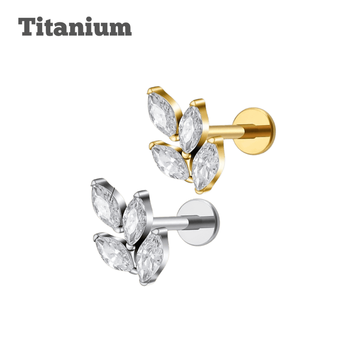 4 petals titanium threaded labret earring