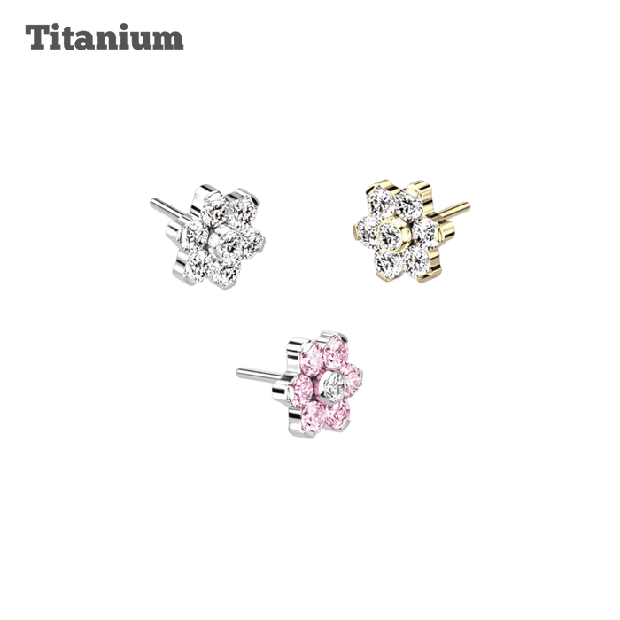 4mm Flower Gem Titanium Threadless Top