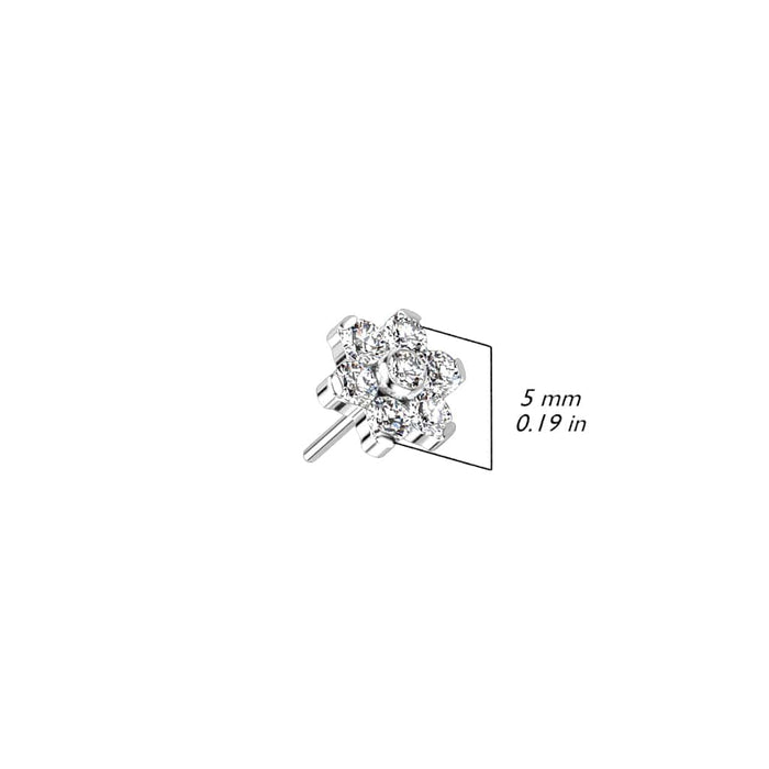 5mm flower gem titanium threadless top size