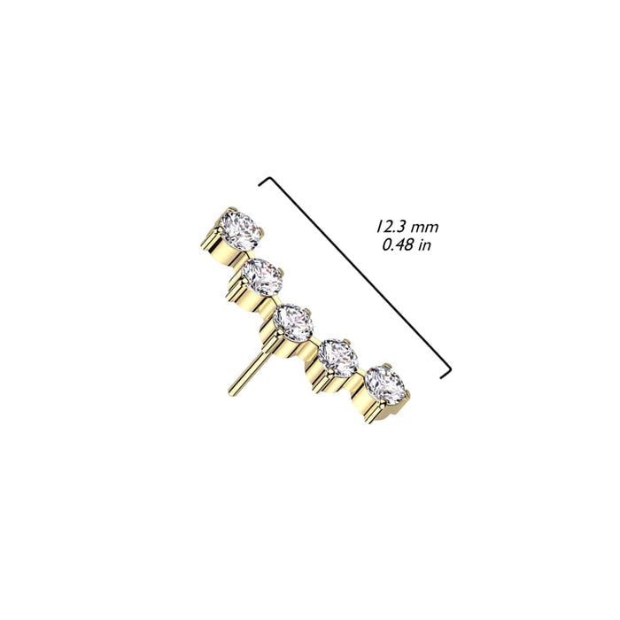 5 gem cluster titanium threadless top size