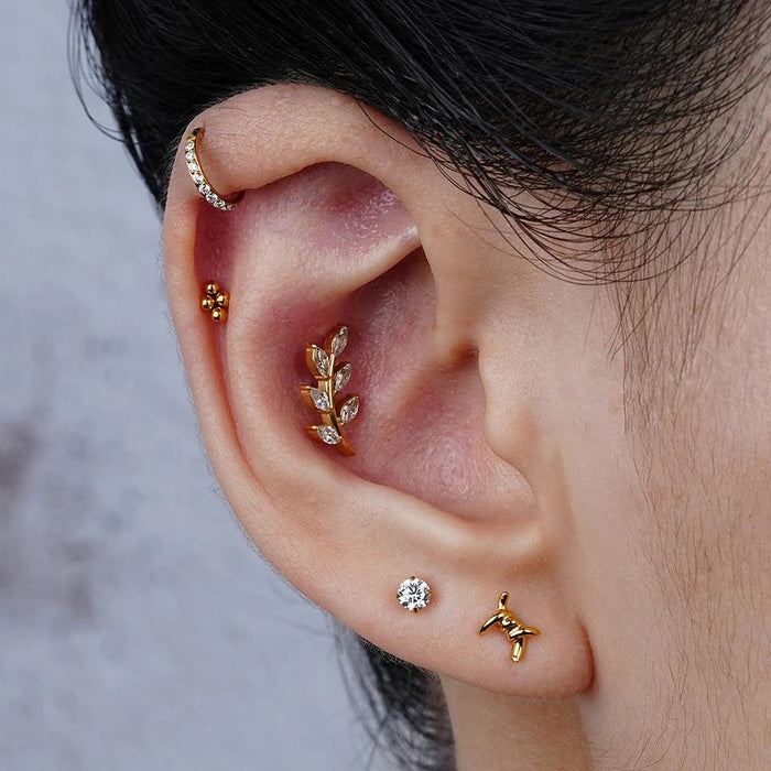 6 petals titanium threaded labret earring model