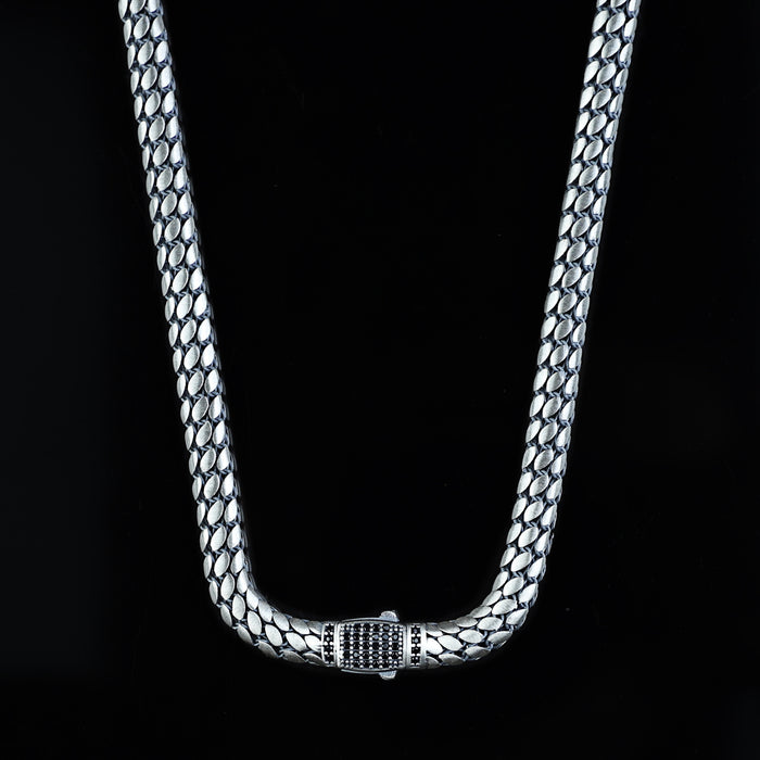 925 Sterling Silver Men Handmade Snake Popcorn Chain Necklace
