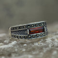 925 Sterling Silver Minimal Garnet Gemstone Ring