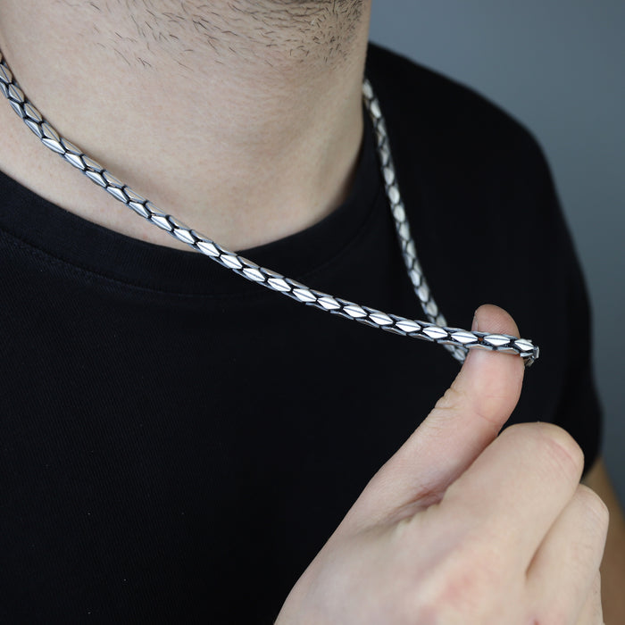 925 Sterling Silver Oxized Snake Chain Necklace