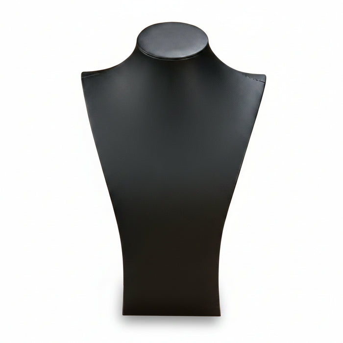 A black leatherette X-large neckform designed for displaying necklaces.