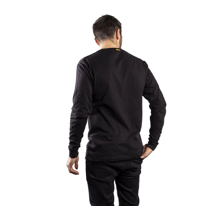 Caterpillar Trademark Banner Long Sleeve Cotton Men's Black T-Shirt