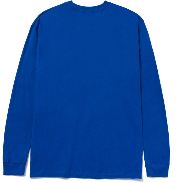 Caterpillar Trademark Banner Long Sleeve Cotton Men's Blue T-Shirt