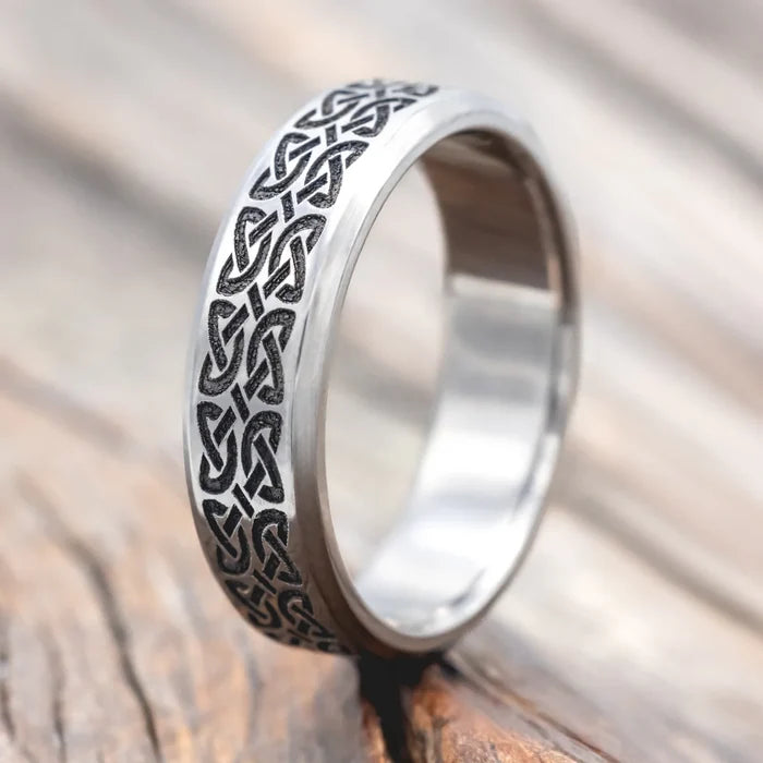 Celtic Love Knot Engraved Wedding Band - Titanium (6mm)- Size 8 3/4-Staghead Designs