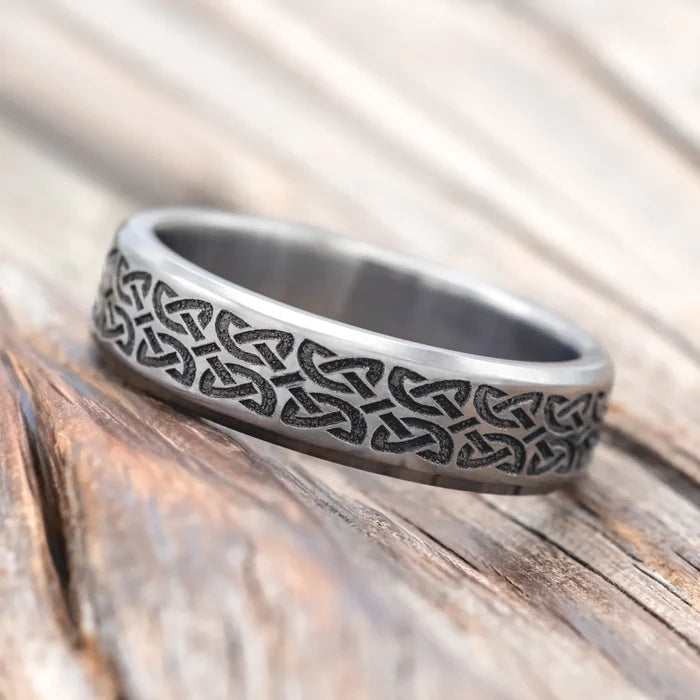 Celtic Love Knot Engraved Wedding Band - Titanium (6mm)- Size 8 3/4-Staghead Designs