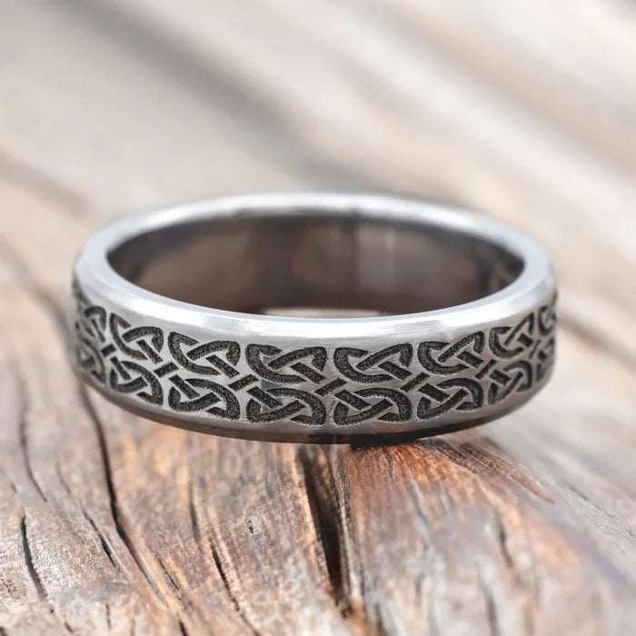 Celtic Love Knot Engraved Wedding Band - Titanium (6mm)- Size 8 3/4-Staghead Designs
