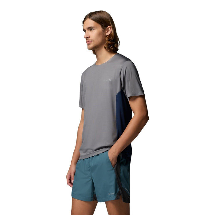 Columbia Three Pitch SS Crew Polyester Men's Grey Activewear T-Shirts