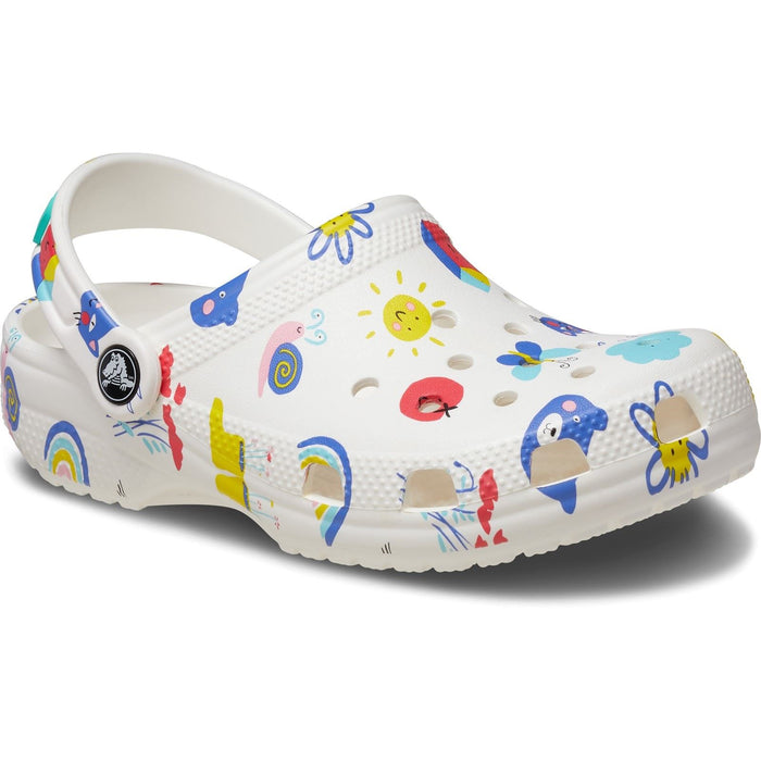 Crocs Classic Graphic Synthetic Kids White/Multi Clogs
