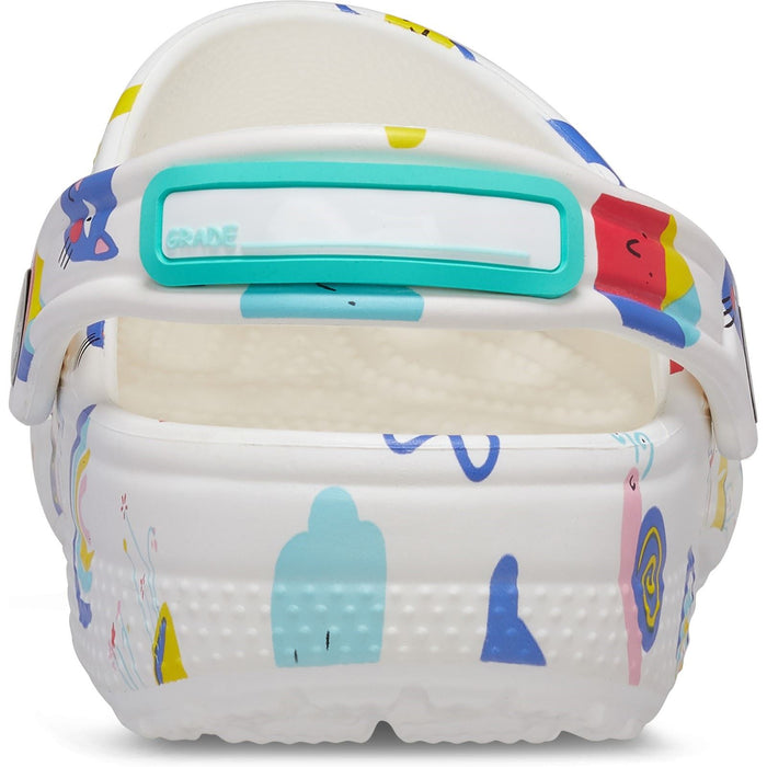 Crocs Classic Graphic Synthetic Kids White/Multi Clogs