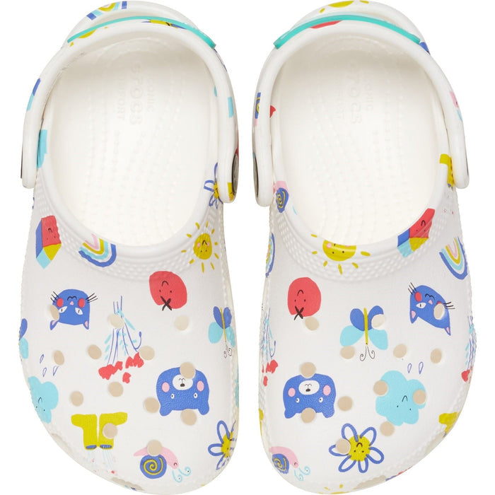 Crocs Classic Graphic Synthetic Kids White/Multi Clogs