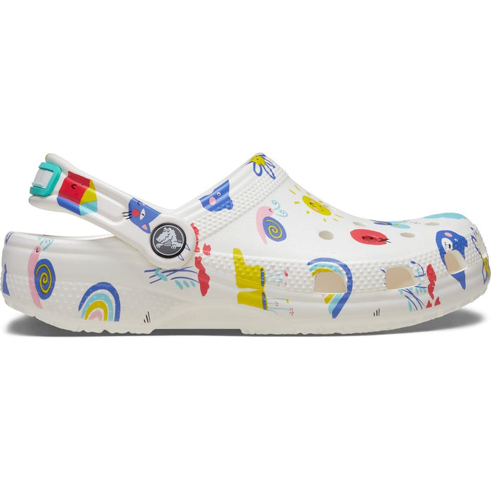 Crocs Classic Graphic Synthetic Kids White/Multi Clogs
