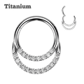 steel color double studded titanium hinged hoop jewelry
