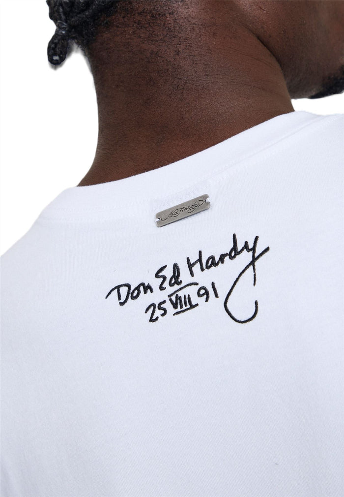 Ed Hardy Storming New York Graphic Relaxed Men's White T-Shirts