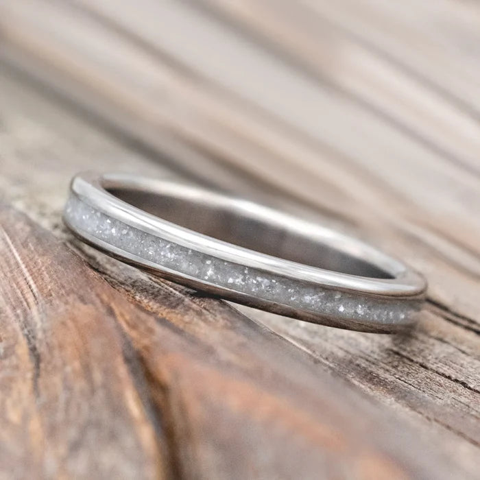 "Eterna" - Diamond Dust Stacking Band (3MM) - Titanium - Size 8-Staghead Designs