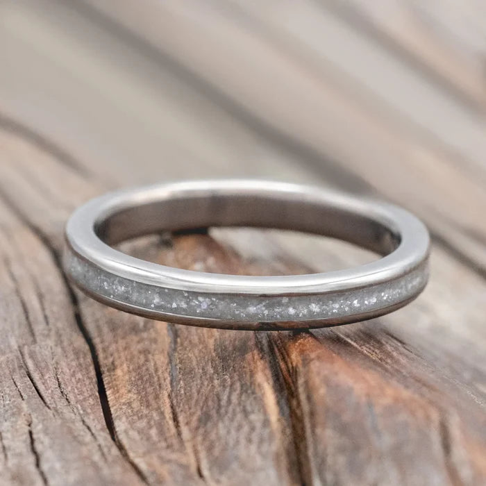 "Eterna" - Diamond Dust Stacking Band (3MM) - Titanium - Size 8-Staghead Designs