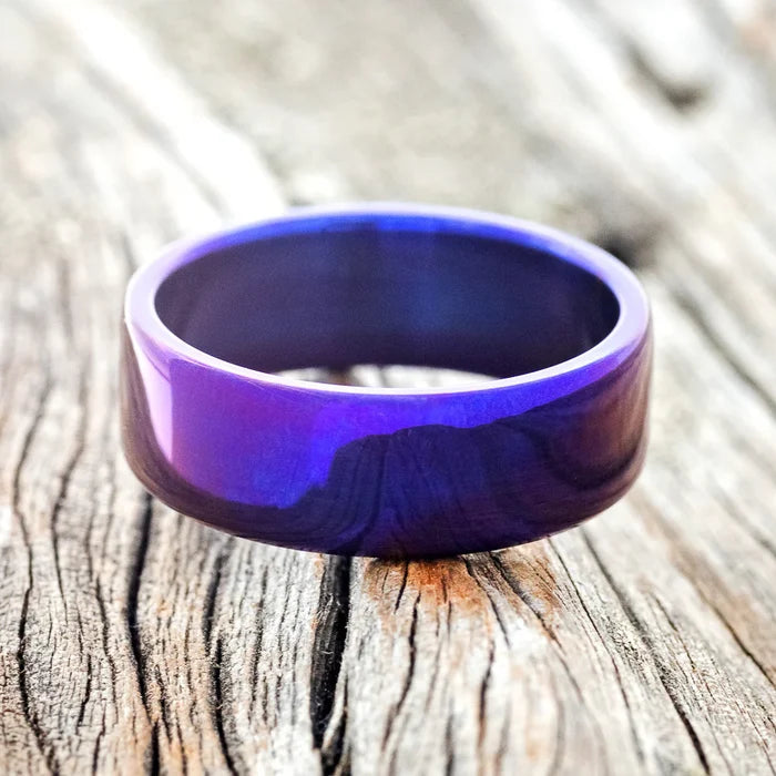 Fire-Treated Titanium Wedding Ring - Titanium (8mm) - Size 10 3/4-Staghead Designs