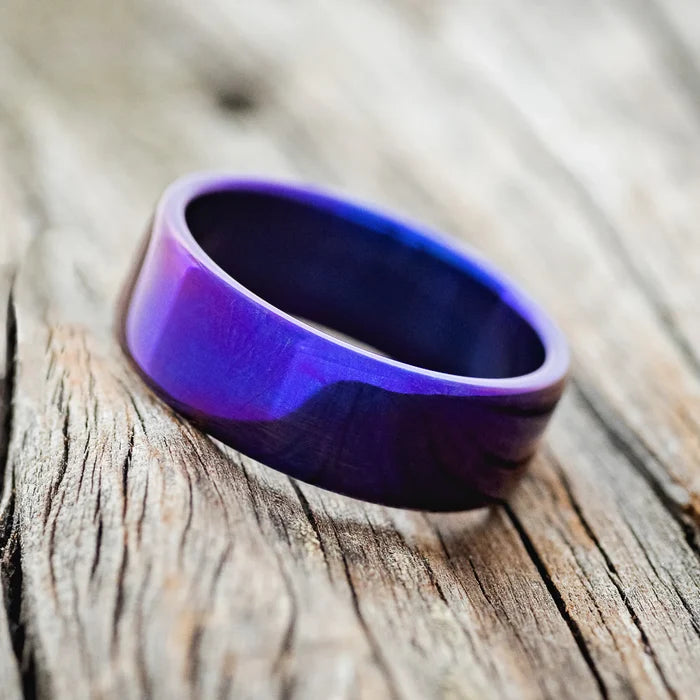 Fire-Treated Titanium Wedding Ring - Titanium (8mm) - Size 10 3/4-Staghead Designs
