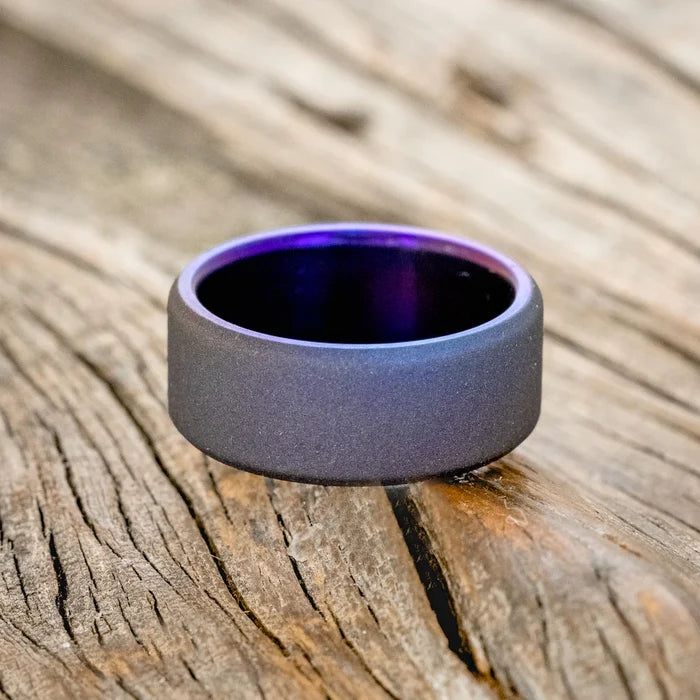 Fire-Treated Titanium Wedding Ring With Sandblasted Finish - Titanium (8mm) - Size 10 3/4-Staghead Designs