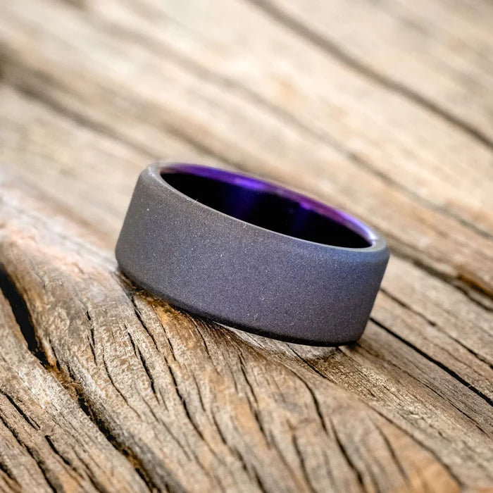 Fire-Treated Titanium Wedding Ring With Sandblasted Finish - Titanium (8mm) - Size 10 3/4-Staghead Designs