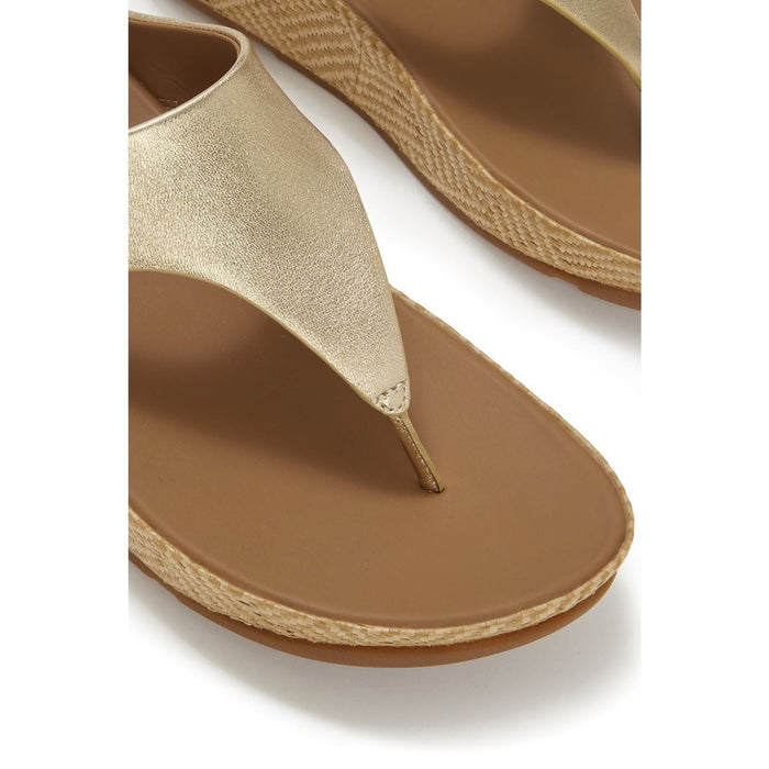 Fitflop Lulu Lux Graphic-Weave Toe-Post Leather Women's Platino Sandals