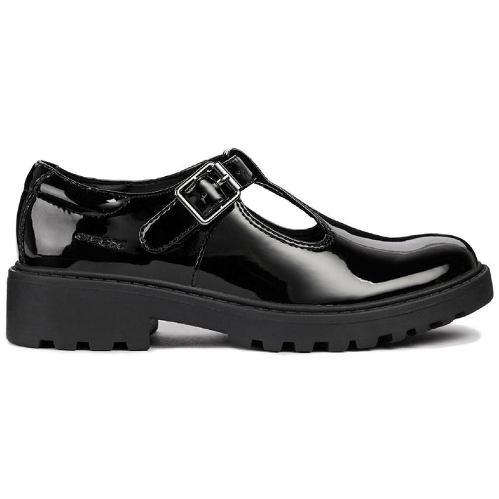 Geox J Casey G. E Leather Black Patent Shoes