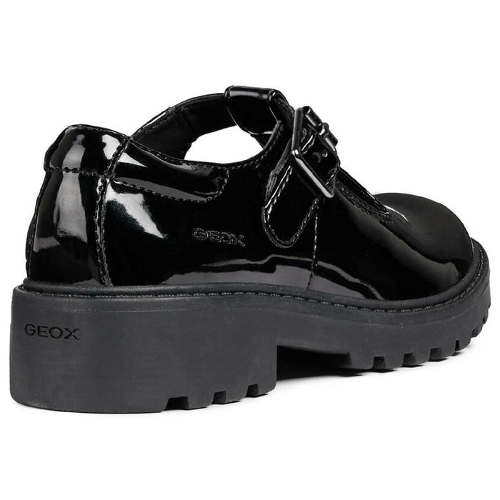 Geox J Casey G. E Leather Black Patent Shoes
