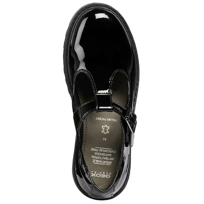 Geox J Casey G. E Leather Black Patent Shoes