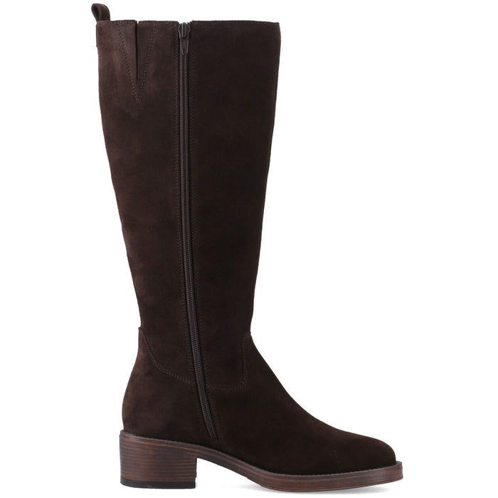 Hush Puppies Antonia Long Suede Women's Chocolate Heeled Knee High Boots