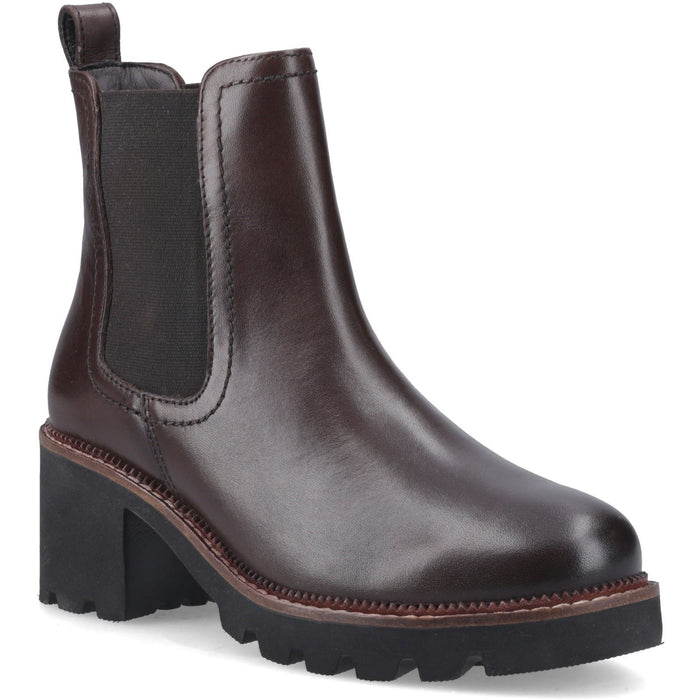 Hush Puppies Gaia Leather Women's Chocolate Heeled Chelsea Boots