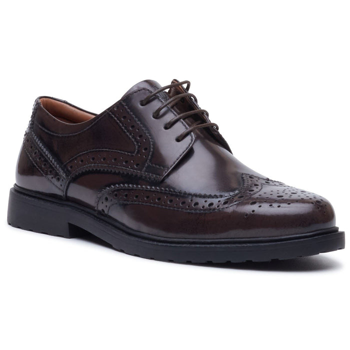 Hush Puppies Verity Hi-Shine Leather Women's Chocolate Brogues Shoes