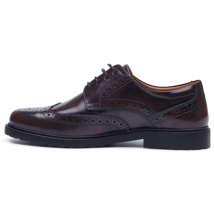 Hush Puppies Verity Hi-Shine Leather Women's Chocolate Brogues Shoes