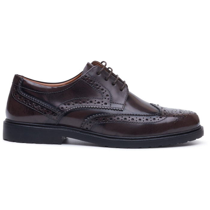 Hush Puppies Verity Hi-Shine Leather Women's Chocolate Brogues Shoes