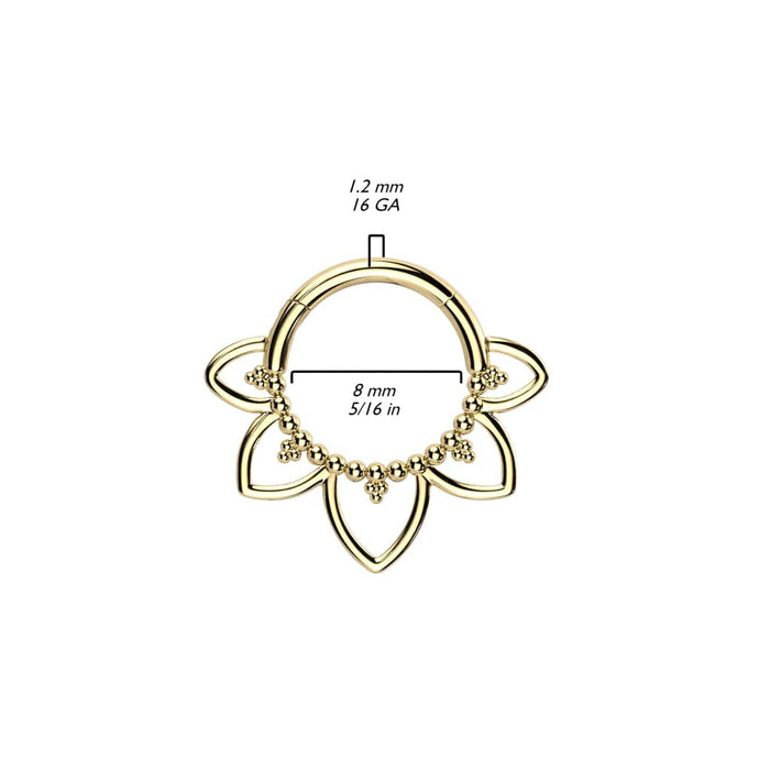 mandala titanium hinged hoop earring size