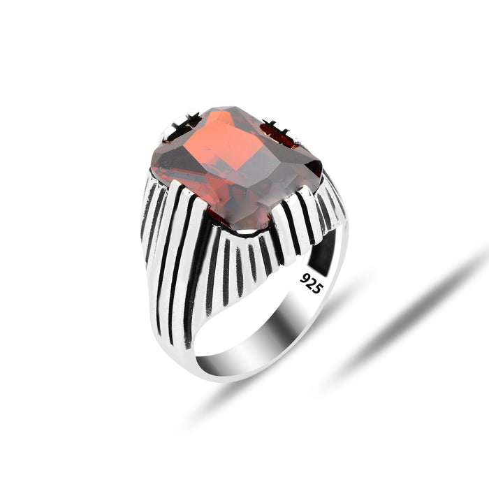 Men Handmade Ruby Garnet Stone Ring