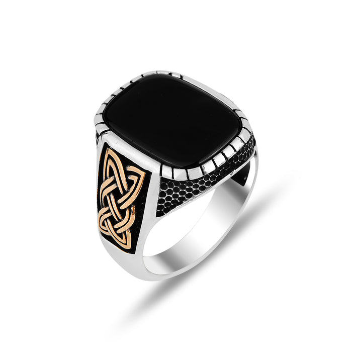 Men Silver Handmade Square Onyx Ring