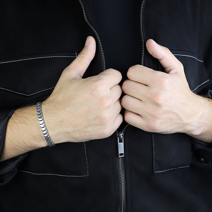 Men Solid Silver Elegant Chain Link Bracelet