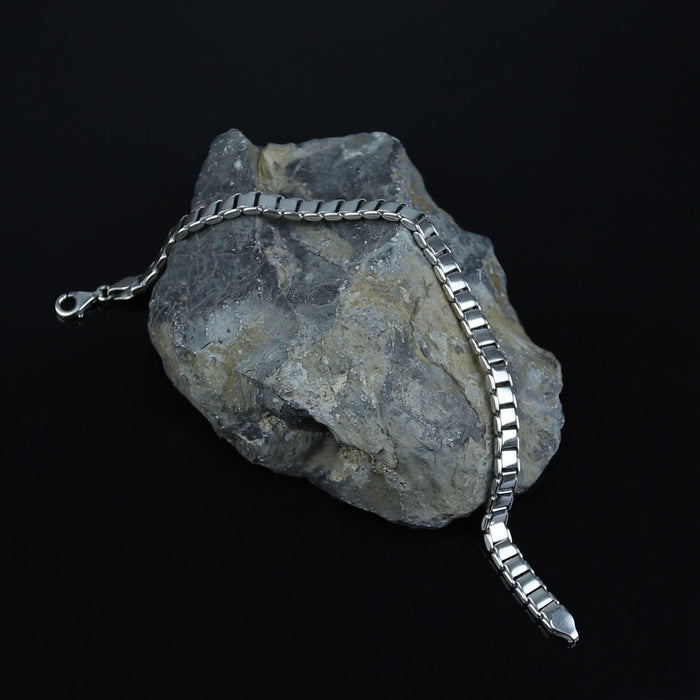 Men Solid Silver Elegant Chain Link Bracelet