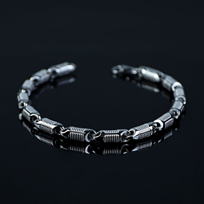 Men Solid Silver Handmade Round Viking Chain Bracelet