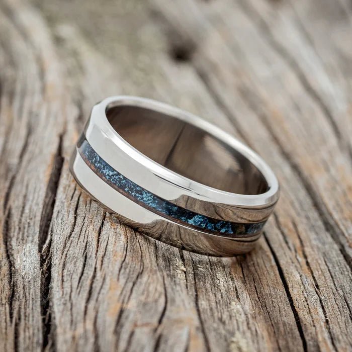 "NIRVANA" - CENTERED PATINA COPPER WEDDING BAND - TITANIUM - SIZE 14 1/2-Staghead Designs