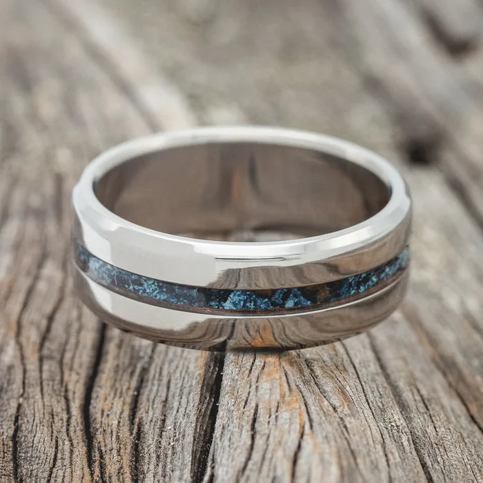 "NIRVANA" - CENTERED PATINA COPPER WEDDING BAND - TITANIUM - SIZE 14 1/2-Staghead Designs